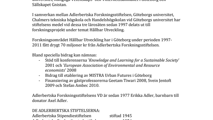 Om Adlerbertska forskningsstiftelsen