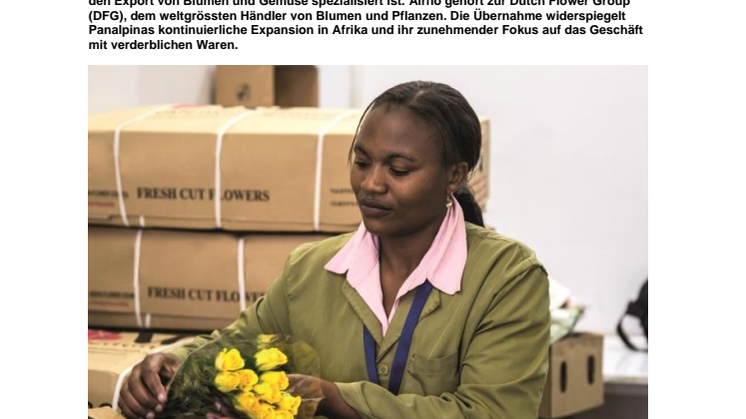 Panalpina übernimmt Airflo, ein auf Blumen und Gemüse spezialisiertes Speditionsunternehmen, von Dutch Flower Group