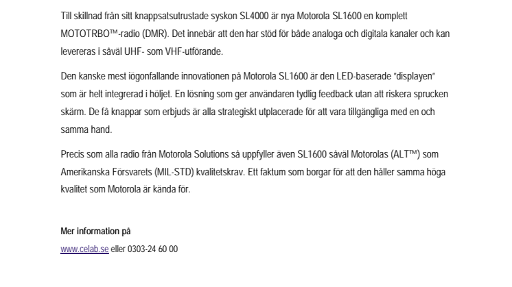 Motorola SL1600 - komradion som ger begreppet bärbar och okomplicerad en ny betydelse