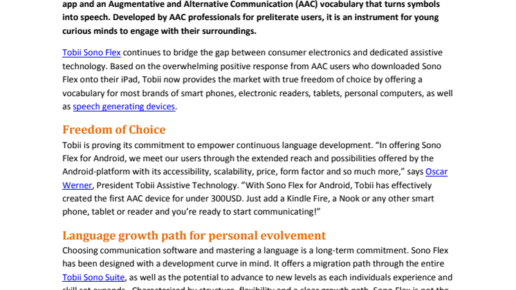 Tobii adds Android™ to the AAC industry’s leading multi-platform vocabulary app