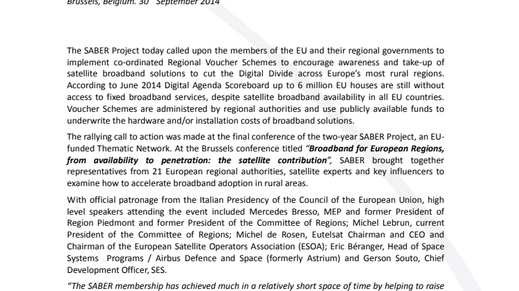 SABER calls for “Think global, act local” approach to solving the European digital divide