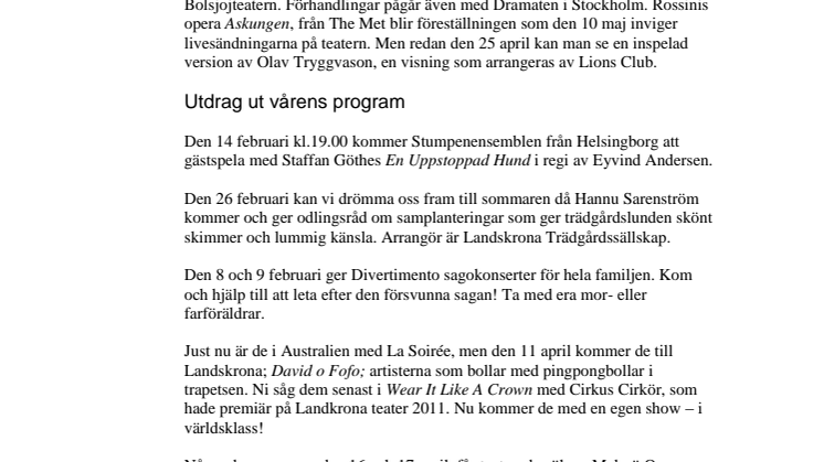 Möt våren på Landskrona teater