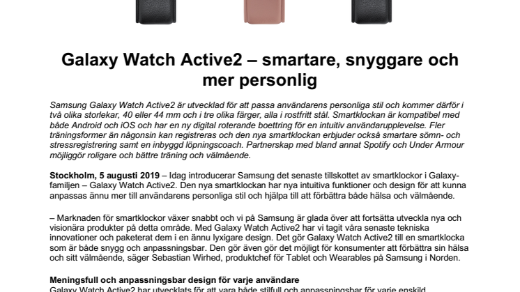 Galaxy Watch Active2 – smartare, snyggare och mer personlig