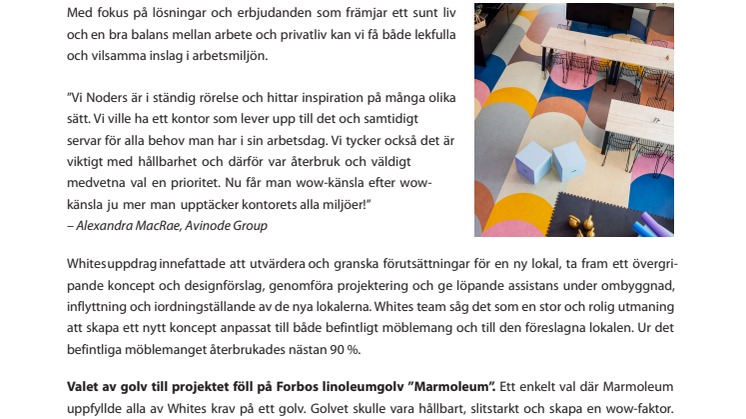 Forbo Pressrelease – Avinode Group nominerade till Sveriges Snyggaste Kontor 2020