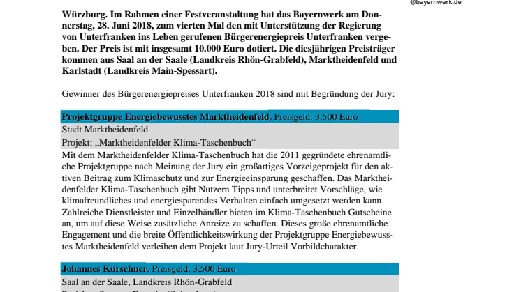 Bürgerenergiepreis: Unterfranken gehen bei Energiewende voran