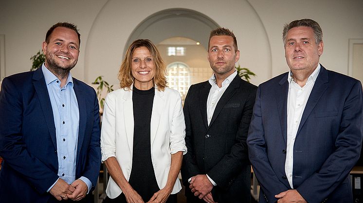 Fra venstre: Anders Salomonsen, statsautoriseret revisor og partner i Addea, June Mejlgaard Jensen, administrerende direktør i Azets, Morten Plenge, statsautoriseret revisor og partner i Addea og Michael Lynggaard, partner i Addea