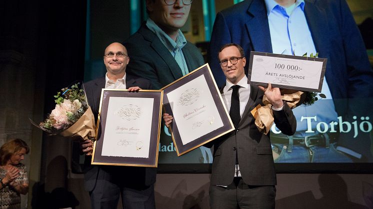 Torbjörn Isacson och Andreas Cervenka, Svenska Dagbladet. Vinnare år 2015 i kategorin Årets Avslöjande för "SCA-affären": 
