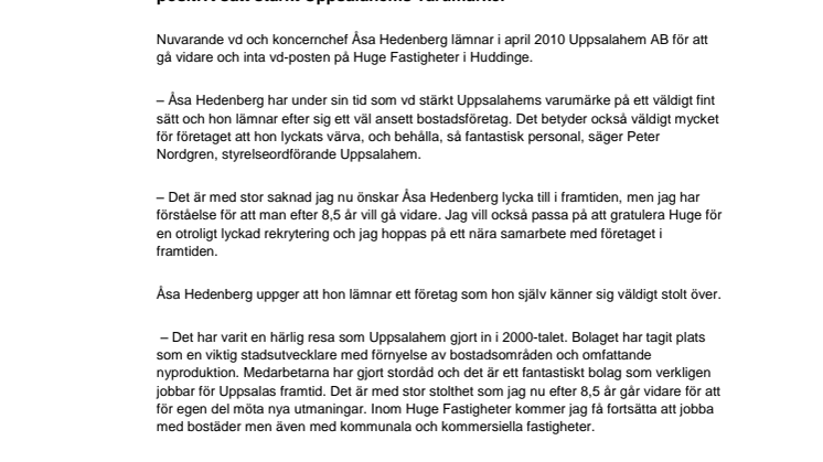 Uppsalahems vd till nytt fastighetsbolag