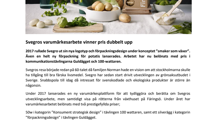 Svegros varumärkesarbete vinner pris dubbelt upp