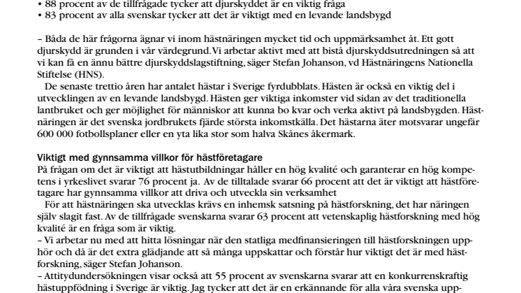 Svenskarna gillar hästnäringen 