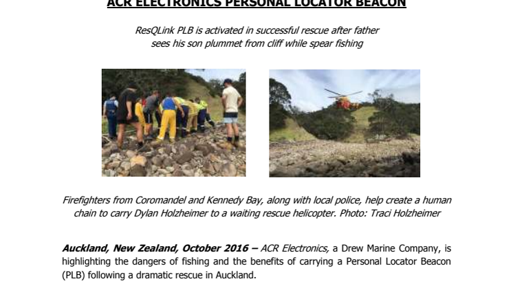 ACR Electronics: Fishermen Praised for Carrying ACR Electronics Personal Locator Beacon