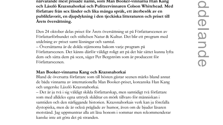 ​Författarscenens höstprogram på Malmö stadsbibliotek