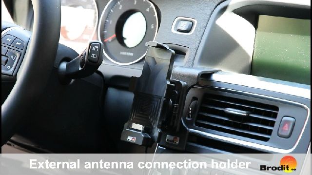 Hållare med yttre antennanslutning iPhone+skal montering i bil