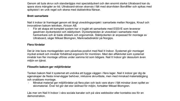 Spika gips i stålregel!