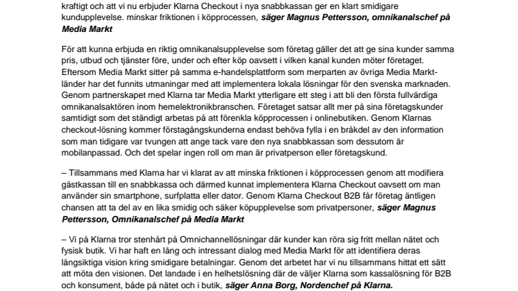 Media Markt och Klarna tar omnichannelgrepp -  för både nät och butik