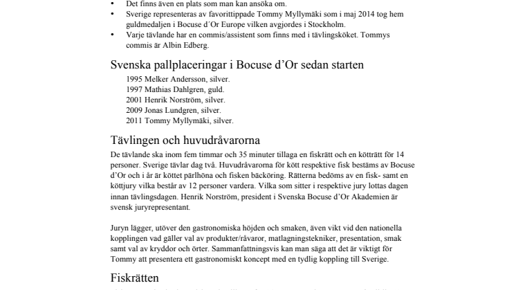 Dokumentär om Bocuse d´Or och Tommy Myllymäki