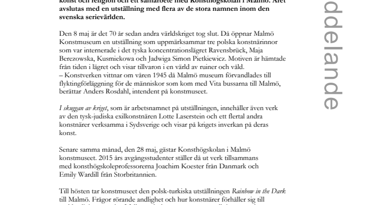 Årets utställningsprogram på Malmö Konstmuseum