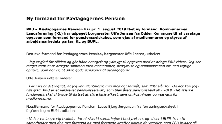 Ny formand for Pædagogernes Pension 