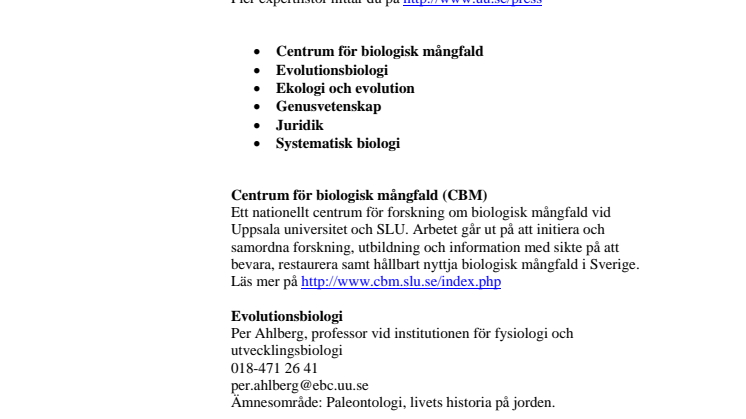 Experter på biologisk mångfald vid Uppsala universitet