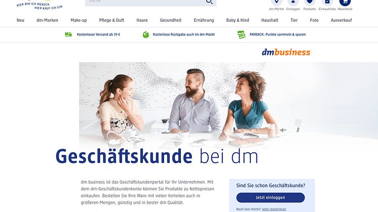 dm business - die Plattform für planungssicheres, flexibles und unkompliziertes Einkaufen 