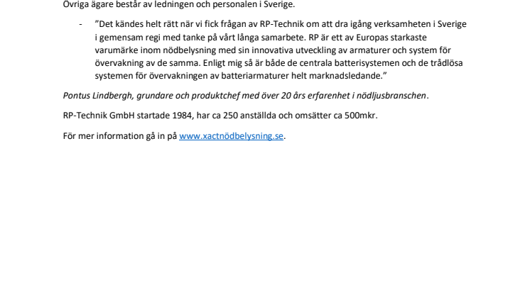 Ny aktör på nödljusmarknaden – Xact Nödbelysning AB