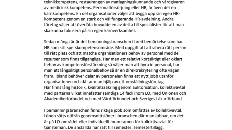 Personalpooler är inte bemanningsföretag