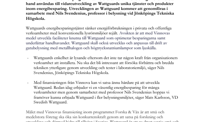 Wattguard får 2,5 miljoner av Vinnova till produktutveckling