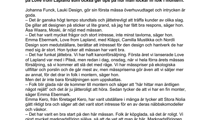 Stort intresse för norrländsk design och hantverk på Stora Nolia