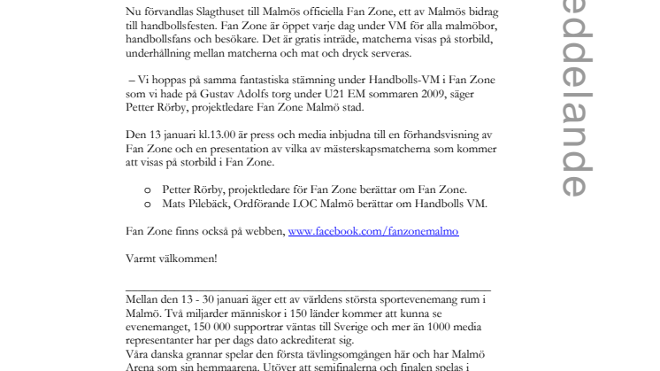 Inbjudan till förhandsvisning av Fan Zone i Malmö