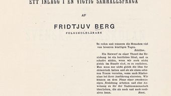 Fridtjuv Bergs bok Folkskolan såsom bottenskola i ny faksimilutgåva
