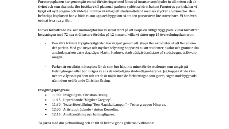Nyinvigning av Furutorpsplatsen på Söder