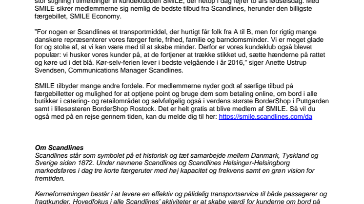 Scandlines’ kundeklub SMILE inviterer på tidsrejse  