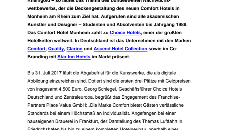 Kunst und Comfort: bundesweiter Wettbewerb für Künstler