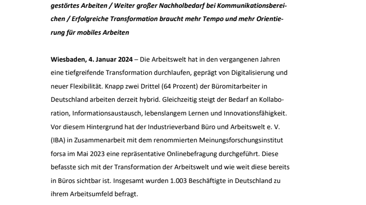 Pressemitteilung zur IBA-Studie 2023/24