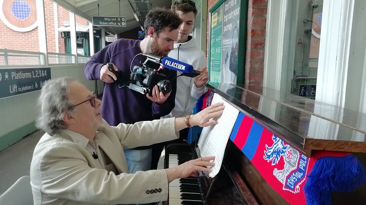 Champions League anthem composer Tony Britten was interviewed by Crystal Palace Football Club's Palace TV at Thornton Heath railway station