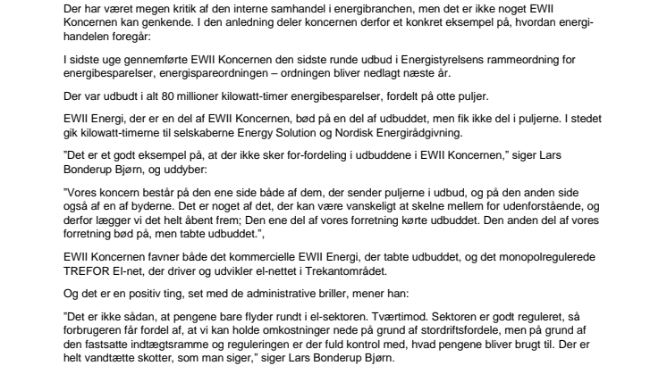 Der er styr på udbuddene i EWII Koncernen