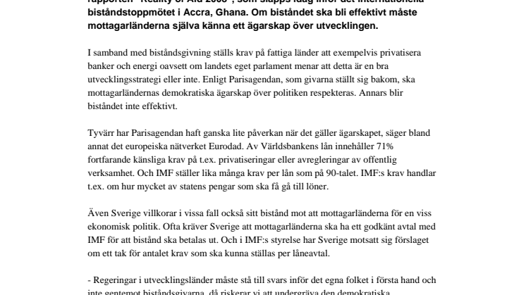 Inför Accra: Demokratiskt ägarskap viktigt