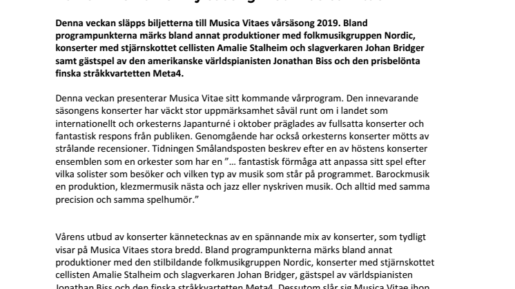 Välkommen till en ny säsong med Musica Vitae