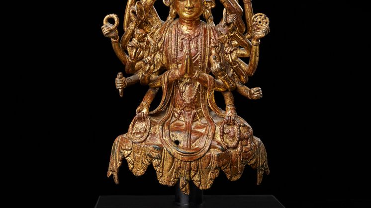 Rare gilded bronze figure of Avalokiteshvara