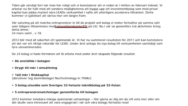 LEAD nyhetsbrev