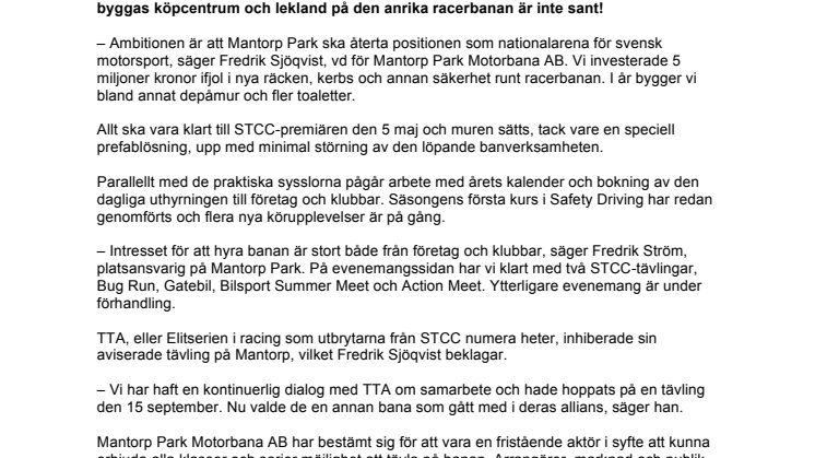 Mantorp Park fortsätter  investera för framtiden