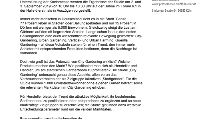 Marktforschungsstudie „City Gardening“ – ein boomender Markt?
