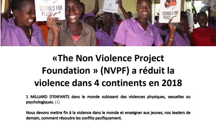 Francaise - The Non-Violence Project Foundation » (NVPF) présente son rapport d'évaluation 2018 