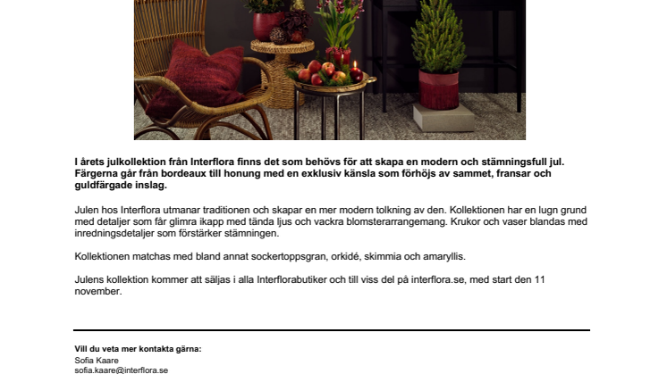 Interflora presenterar julens kollektion