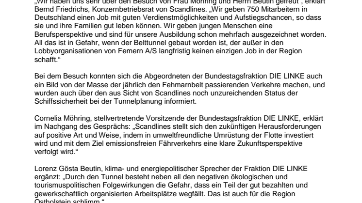 Bundestagsabgeordnete zu Besuch bei Scandlines