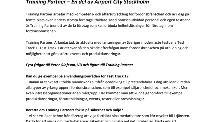 Training Partner - En del av Airport City Stockholm