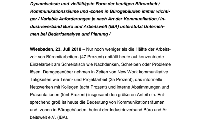 Kommunikationszonen für Team- und Projektarbeit:  Zeitgemäß planen mit neuer Checkliste des IBA 