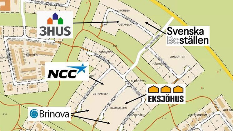 Fem byggherrar får bygga längs Täppetleden i Åhus.