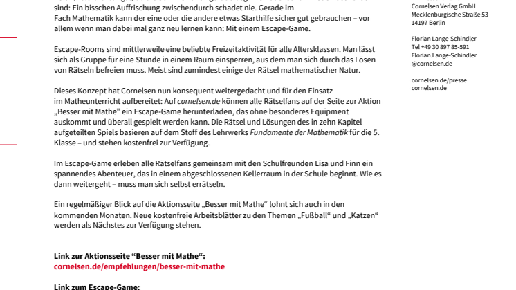 Mit Mathe das Escape-Game bezwingen – kostenfreies Spiel von Cornelsen