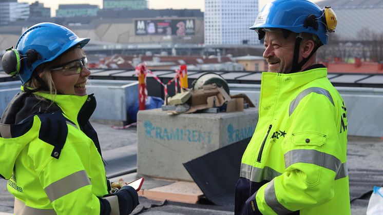Elin Kebert expert kompetensförsörjning Byggföretagen och Per Mangs HR-specialist NCC - Pressbild